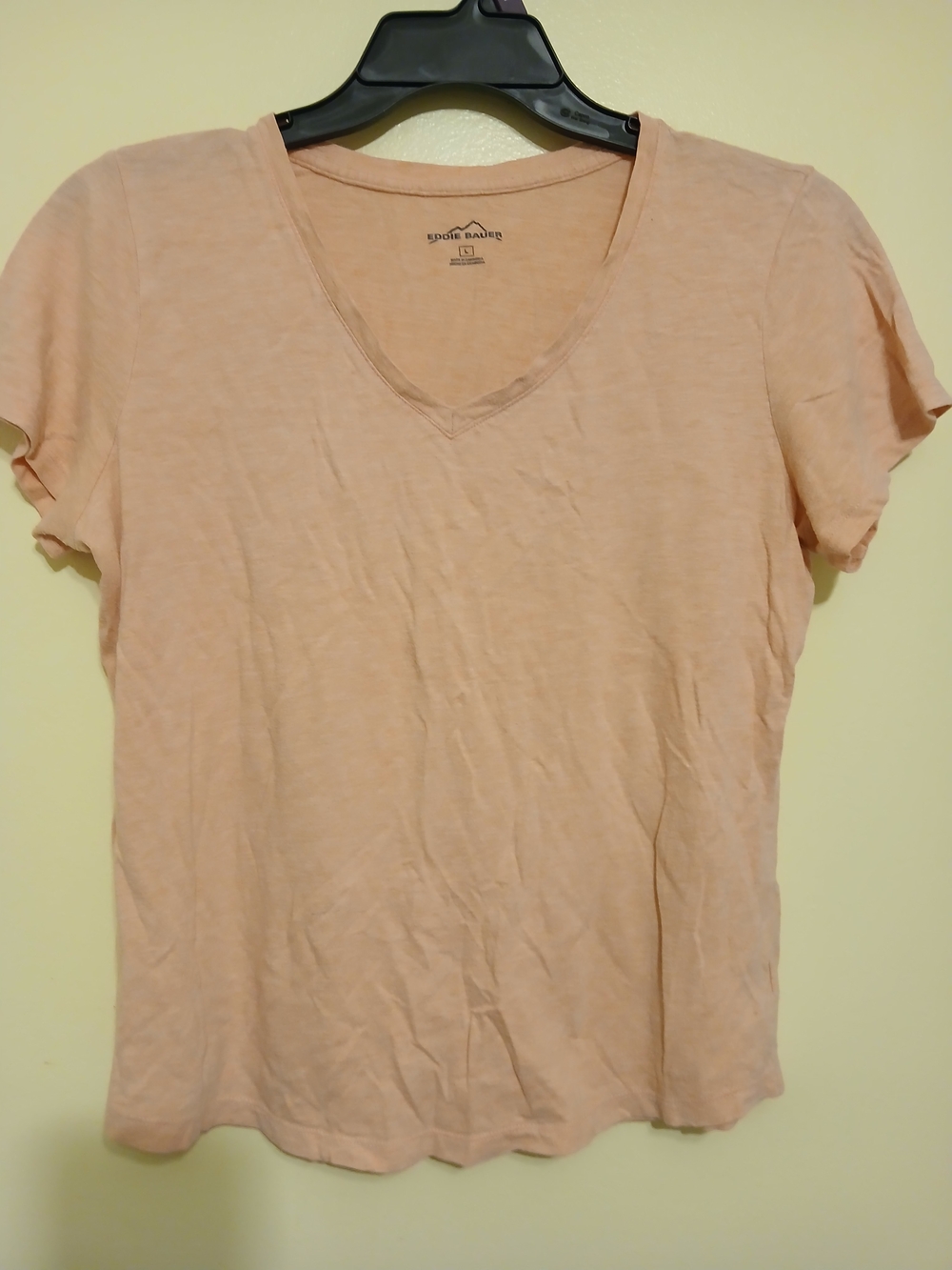 Eddie Bauer Peach V‑Neck Short Sleeve Tee